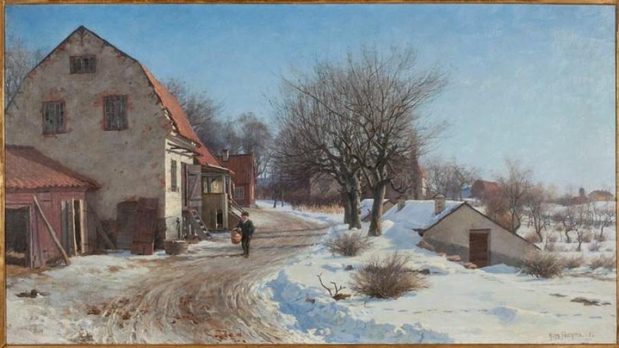 Vinterbild från Bergianska trädgården 1886 av Herman Söderström.